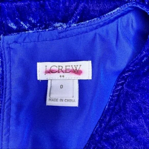 J. Crew Sleeveless Velvet Scoop Neck Popover Tank Top Ruffled Hem Cobalt Blue 0 - Picture 10 of 12